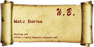 Watz Barna névjegykártya